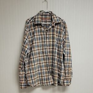 Luchiano Visconti Long Sleeve Plaid Button-Up Shirt Men's XL Embroidered